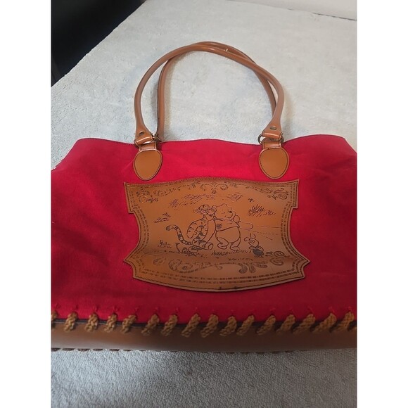 Vintage Disney Red Cotton Winnie The Pooh Tote Bag/Purse - Picture 2 of 8